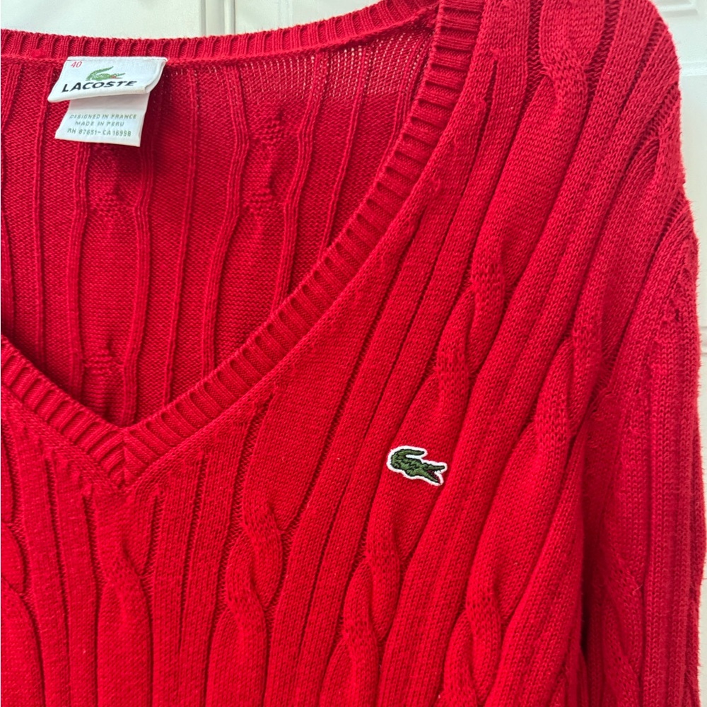 Lacoste Vibrant Red Knit Top